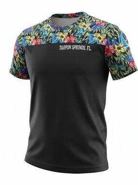 Salt Life Black Tee with Tropical Floral Yoke